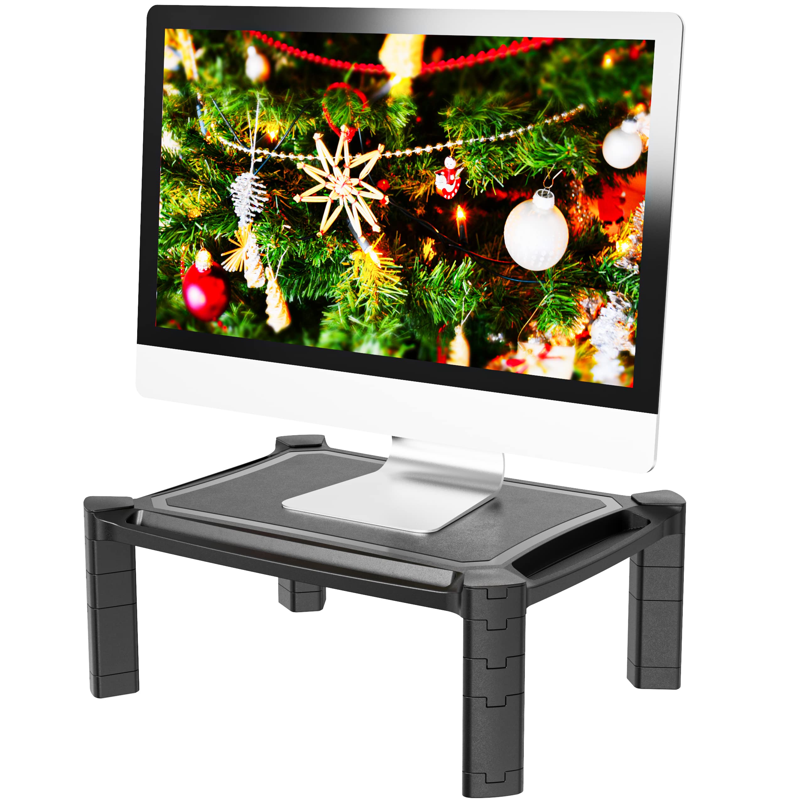 PUTORSEN® Adjustable Monitor Stand Riser for Computer, iMac, PC, Printer, Laptop with Tablet & Phone Holder, Cable Management Slot, up to 10KG