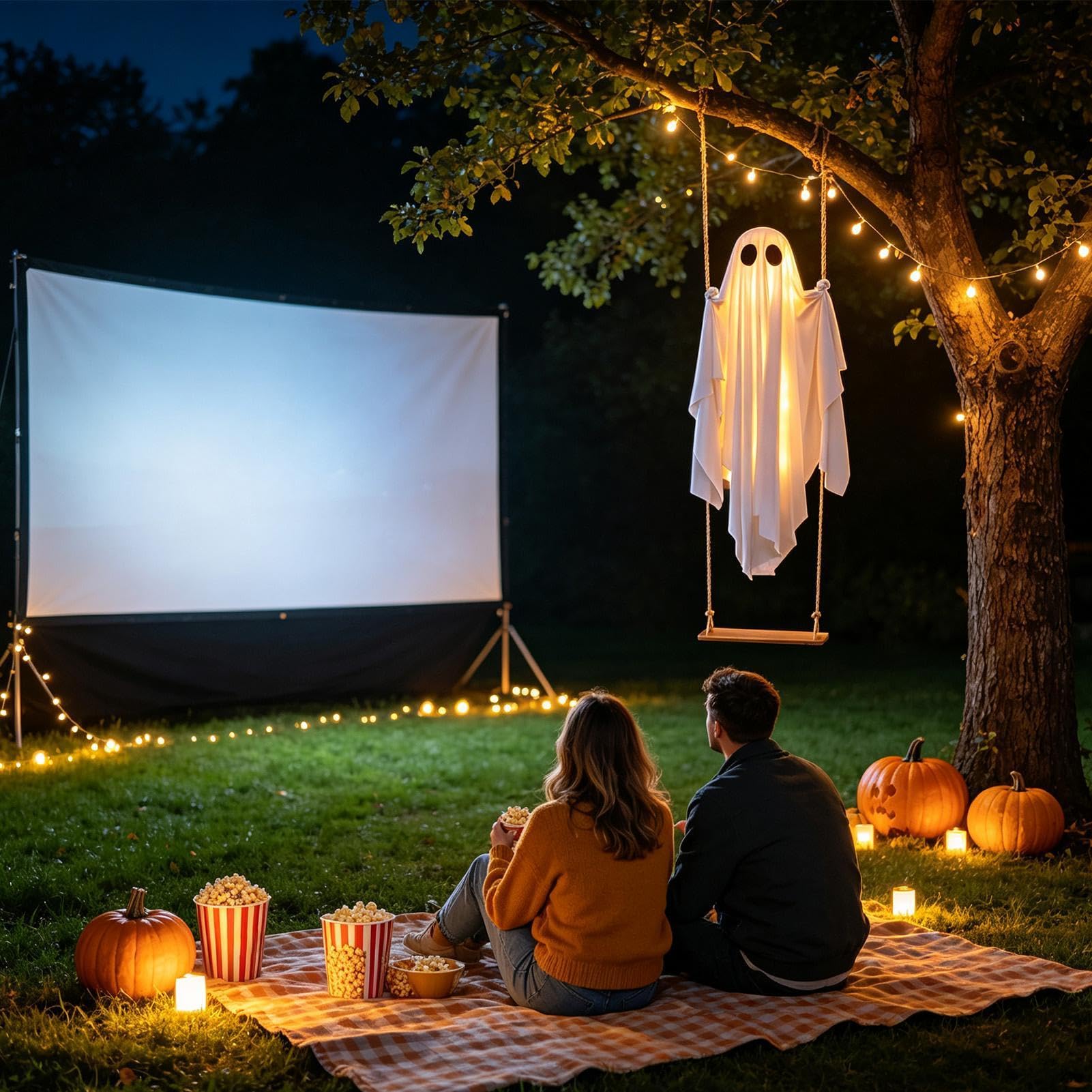 Ghost Outdoor Decor z zdalnie oświetloną huśtawką straszny wodoodporny ornament