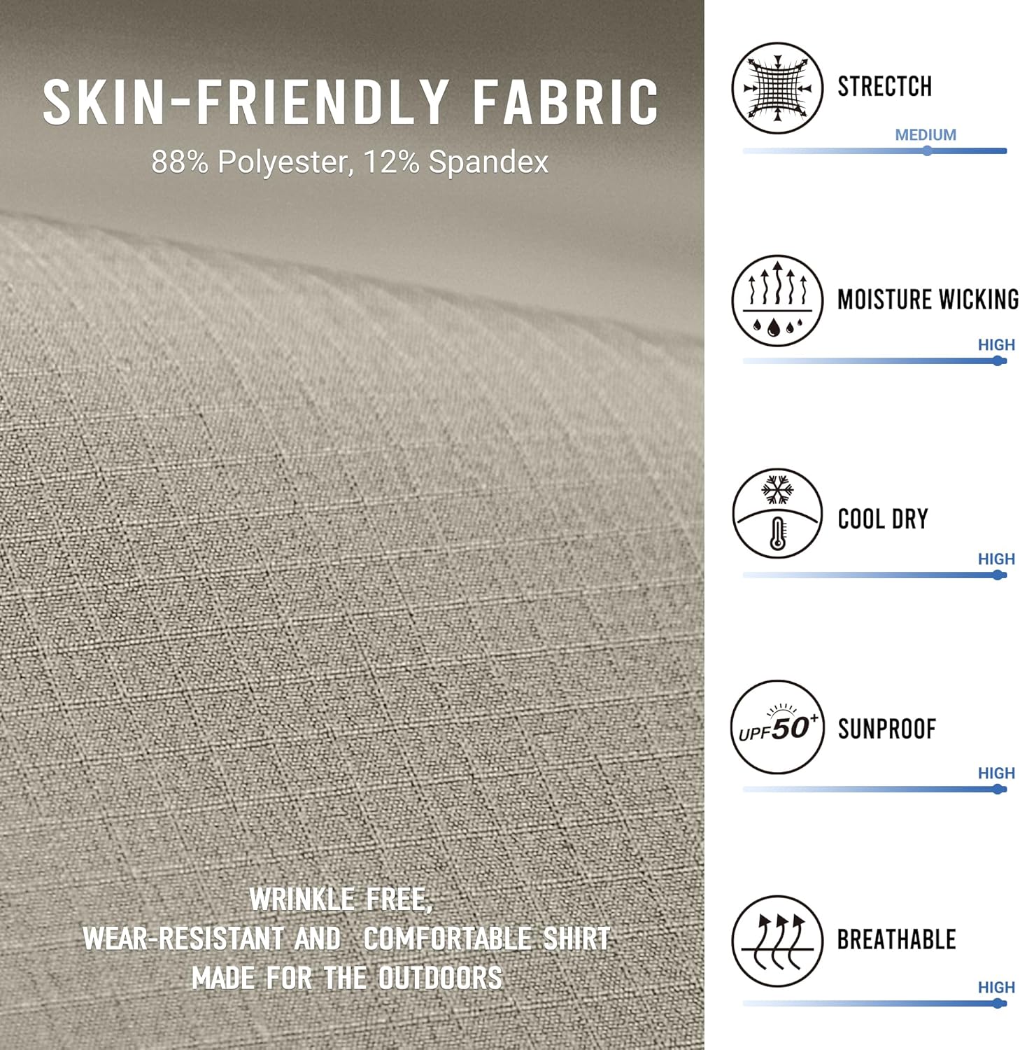 Outdoor Ventures Men's UPF 50+ UV Sun Protection SPF Hiking Shirt Long Sleeve Lightweight Quick Dry for Safari Travel Fishing - Image 5