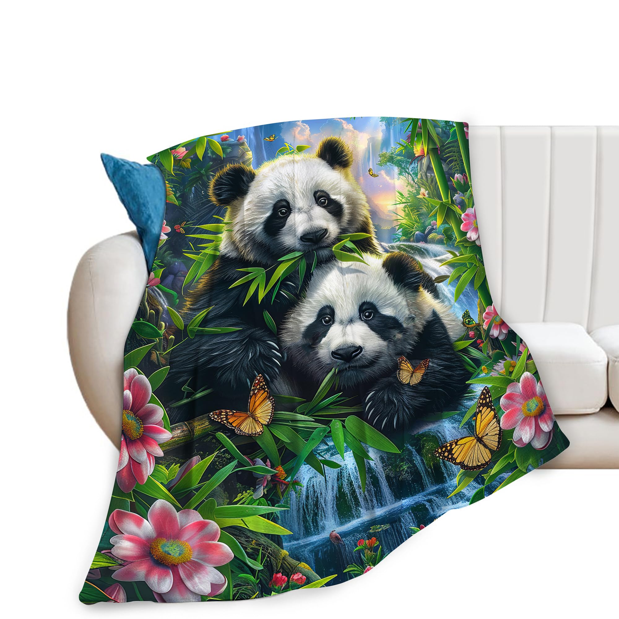 Panda Blanket Funny Pandas Gifts for Girls Boys Woman Kids Cute Panda Lover Bear Throw Blankets Soft Warm Fleece Flannel Plush Blankets for Bed Sofa