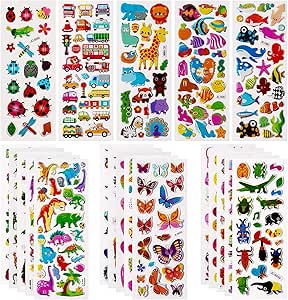 Autocollants 3D Pour Enfants 2 à 4 Ans, 24 Feuilles Kids