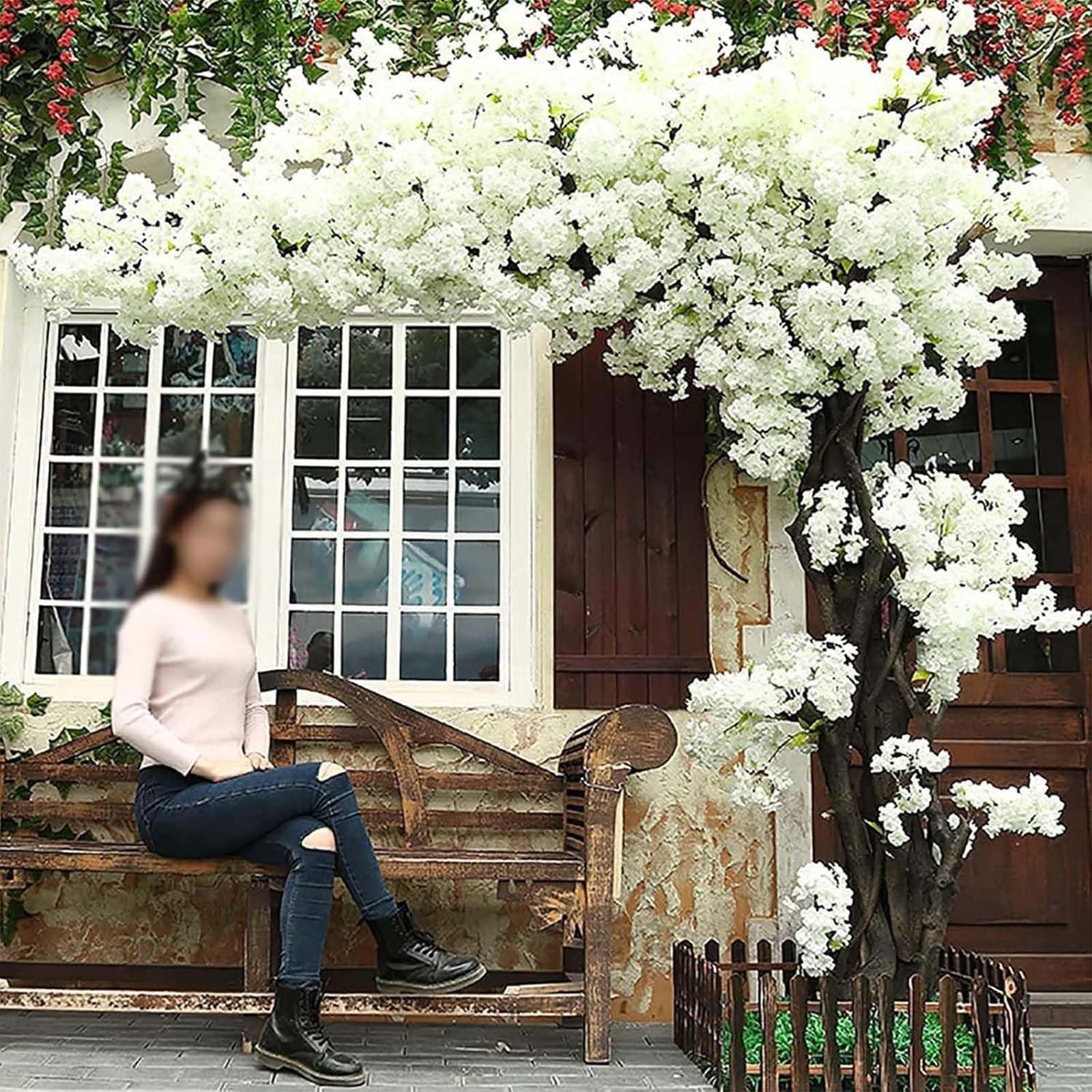 MAYFABD Artificial Cherry Blossom Tree Cherry Blossom Tree Handmade Gorgeous Fake Vines Flowers For Home Wedding Party Garden Office Christmas Decoration for Indoor and Outdoor,B,180x150cm