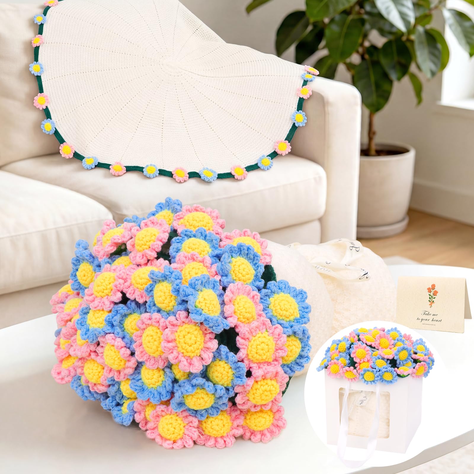 UOFON Flower Bouquet Blanket, Sunflower Gifts for Women 31inches
