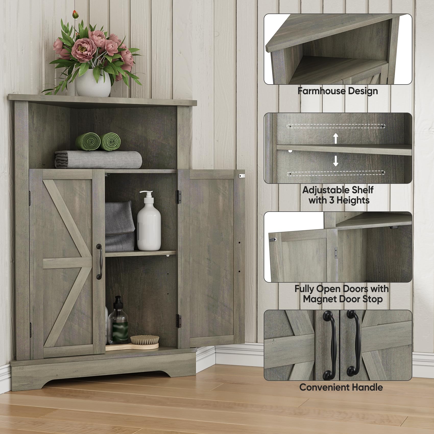 mikiroomページ Amazon.com: Mino Kesper Bathroom Corner Cabinet, Farmhouse