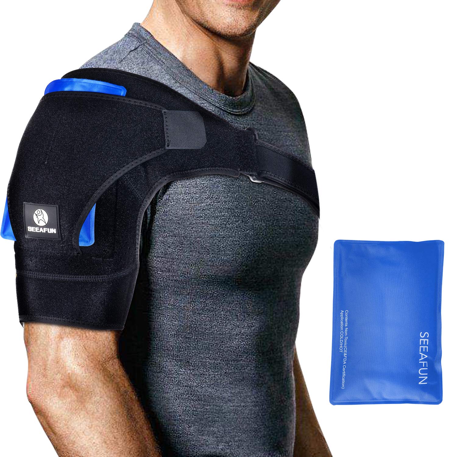Buy Shoulder Brace with Pressure Pad Light and Breathable Neoprene + Hot Cold Reusable Pack for