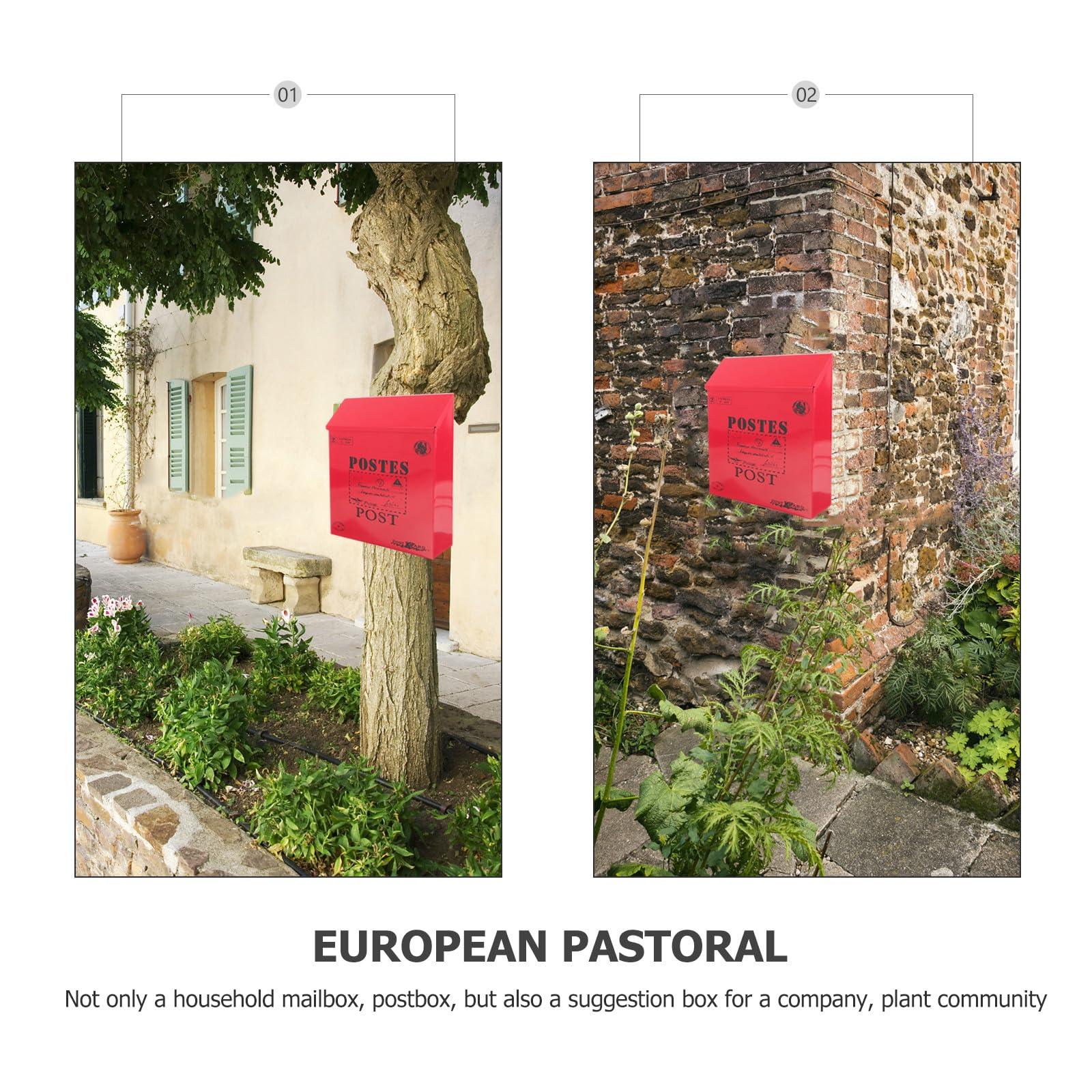 Baluue Cassetta Postale in Ferro Vintage Stile Americano Rossa con Serratura, Facile Installazione e Struttura Robusta per Casa e Ufficio