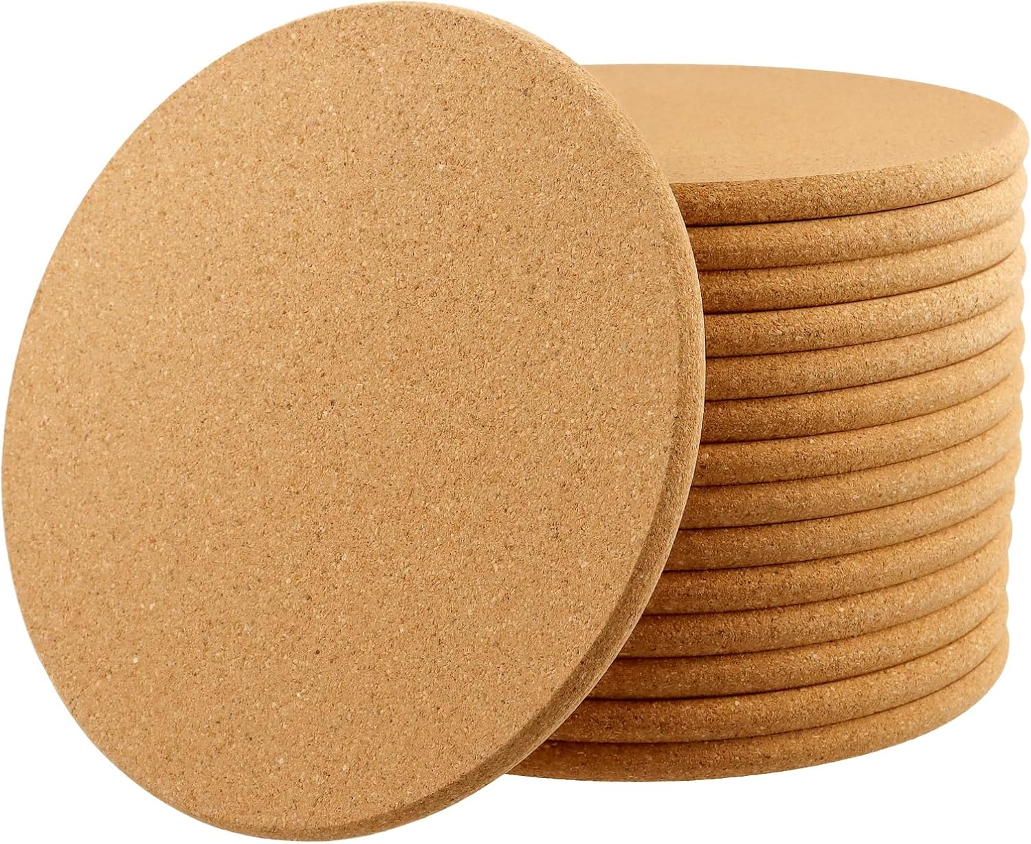15 Pack 7.5 Inch Round Natural Colour Cork Trivets, Heat Resistant, Easy to Clean