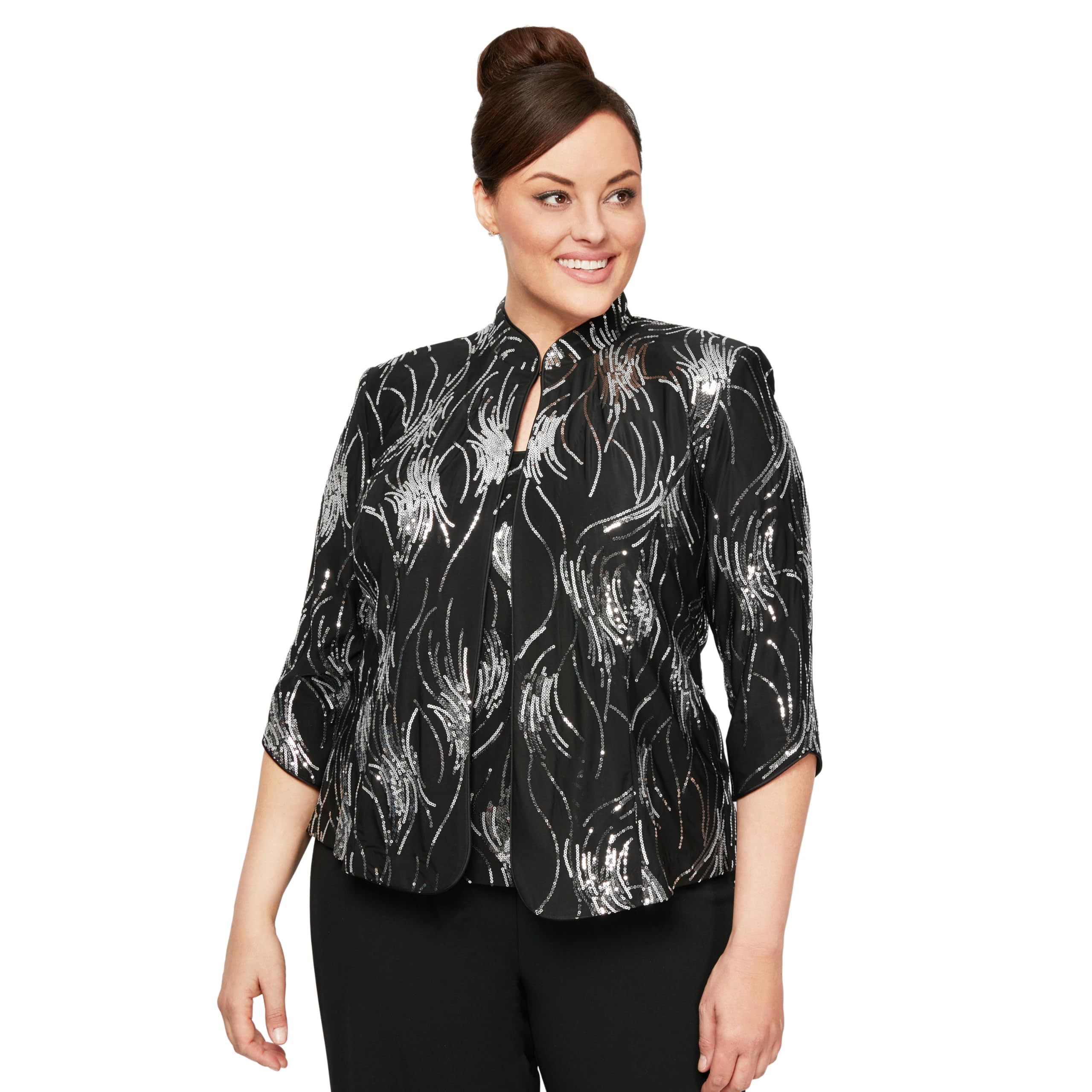 Alex Evenings Womens Plus Size Jacket and Scoop Tank Top Twinset