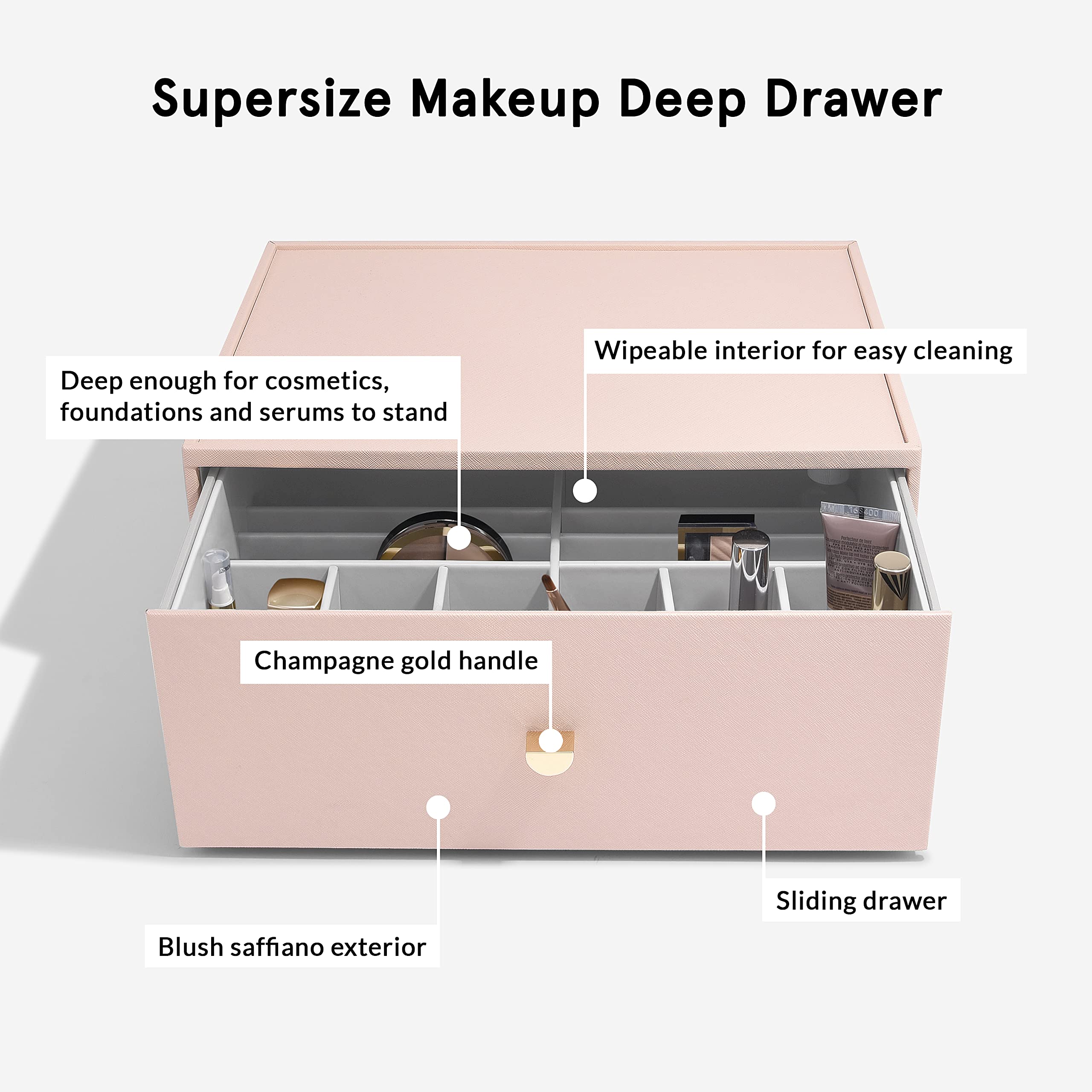 Stackers Blush Pink Supersize Makeup Deep Drawer
