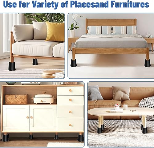 Miniatura 7 de MYMULIKE Elevadores de cama apilables de 2 o 3 pulgadas, elevadores de cama resistentes de 6000 libras, paquete de 4 elevadores de muebles