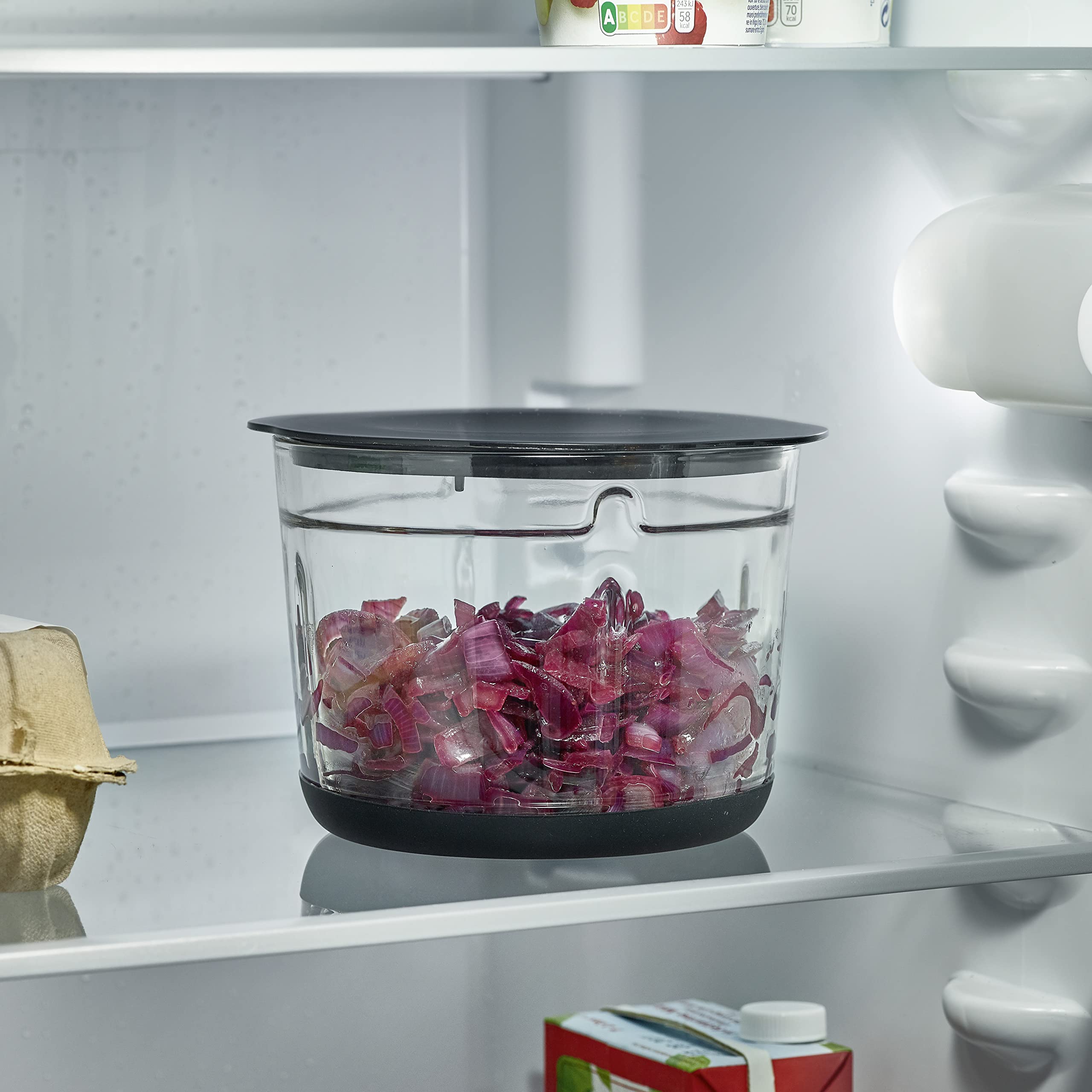 SEVERIN Hachoir électrique 400 W multifonction d'une capacité d'1 Litre, garanti sans BPA, Hachoir à viande, oignons, herbes, fromage, etc., Broyeur universel, noir mat/inox, KM 3867