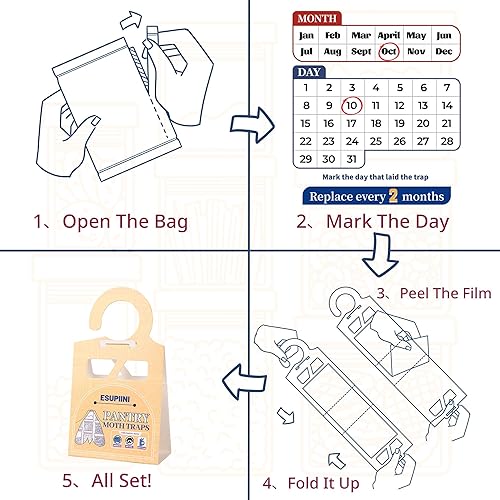Miniatura 2 de Trampas para polillas de despensa, paquete de 8 trampas de plagas para armario de cocina, con feromonas, semillas de grano de alimentos, trampas
