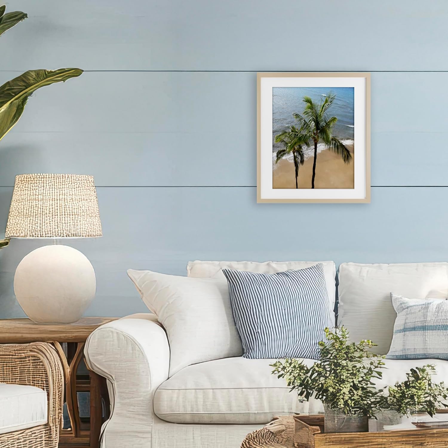 Stupell Industries Maui Palm Beach Coast Birch Framed Print Under Glass design by Natalie Carpentieri, 16 x 13