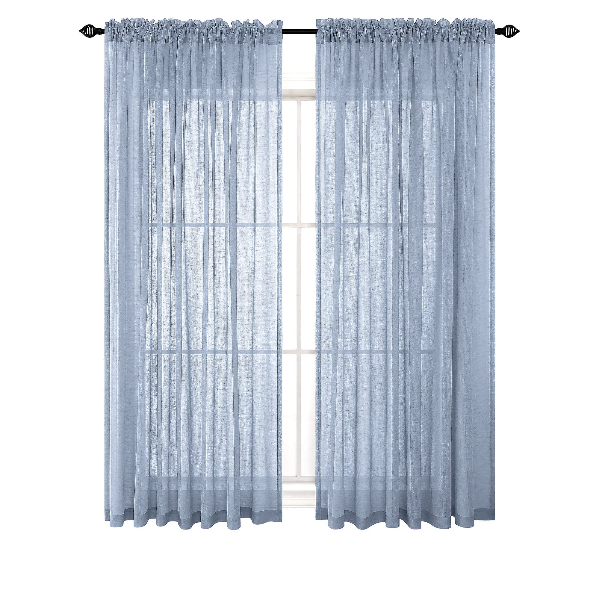 KOUFALL Nursery Curtains Baby Boys Room,Light Dusty Blue Sheer Classroom Curtains for Windows,63 Inch Length 2 Panel Set