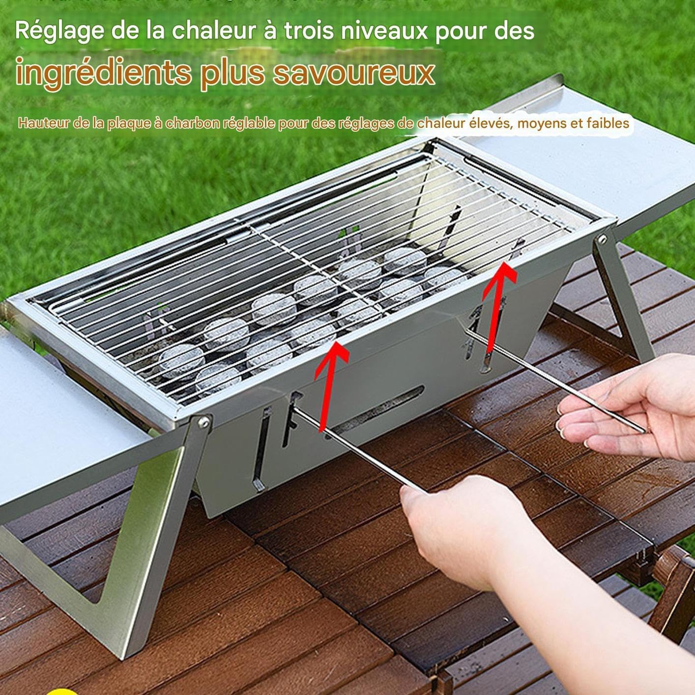 Parrilla plegable portátil de acero inoxidable para camping, playa, caravana, jardín, balcón, mesa, fiestas, fácil de llevar, ideal para cocinar al aire libre