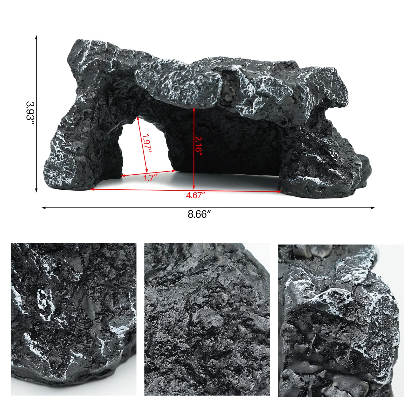 Roca De Pizarra Con Refugio De Corcho Para Reptiles - Para Dragones Barbudos, Tortugas, Serpientes Y Terrarios