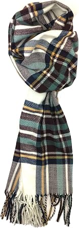 Plum Feathers Plaid Check and Solid Cashmere Feel Winter Scarf, Warm Scarfs, Cold Weather Accessories, Fringe Scarves