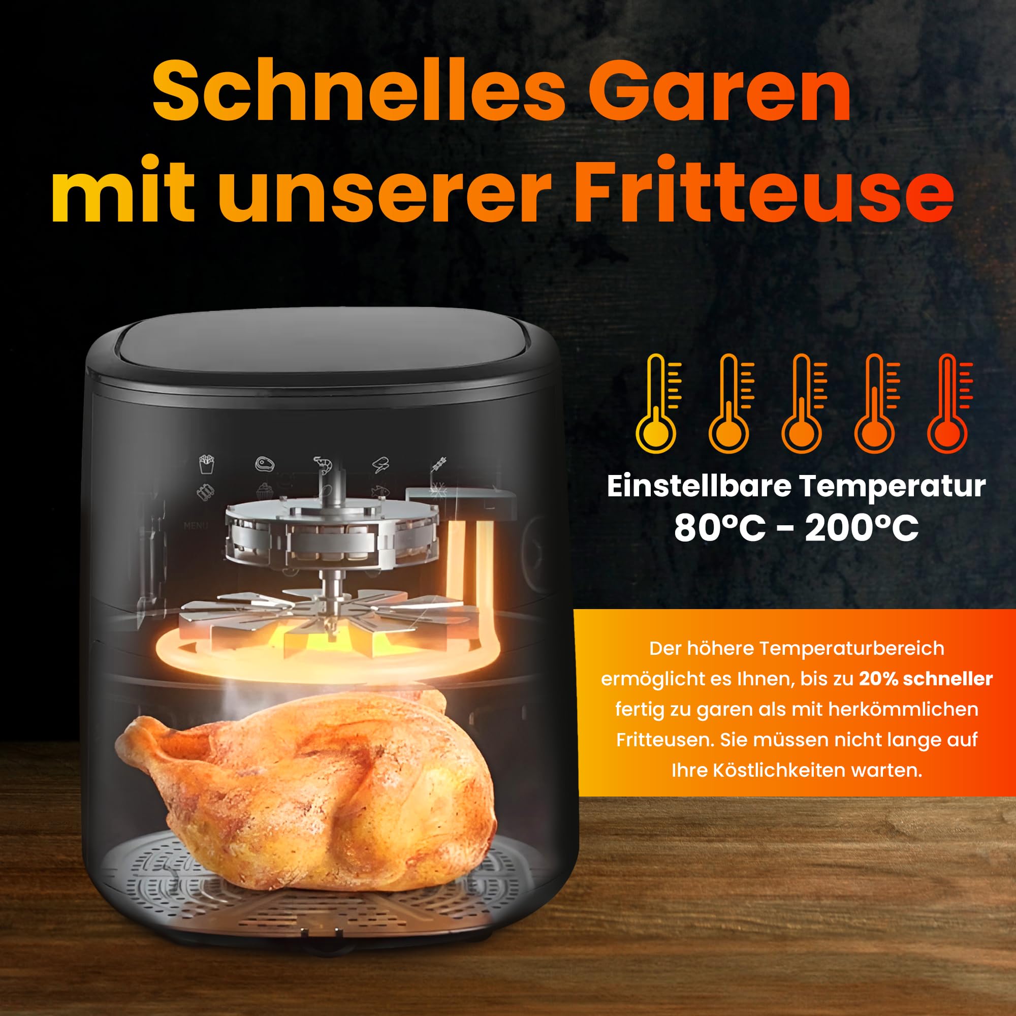 Extralink Heissluftfritteuse 4,2L 1400W Airfryer 10 Programme Touch LED