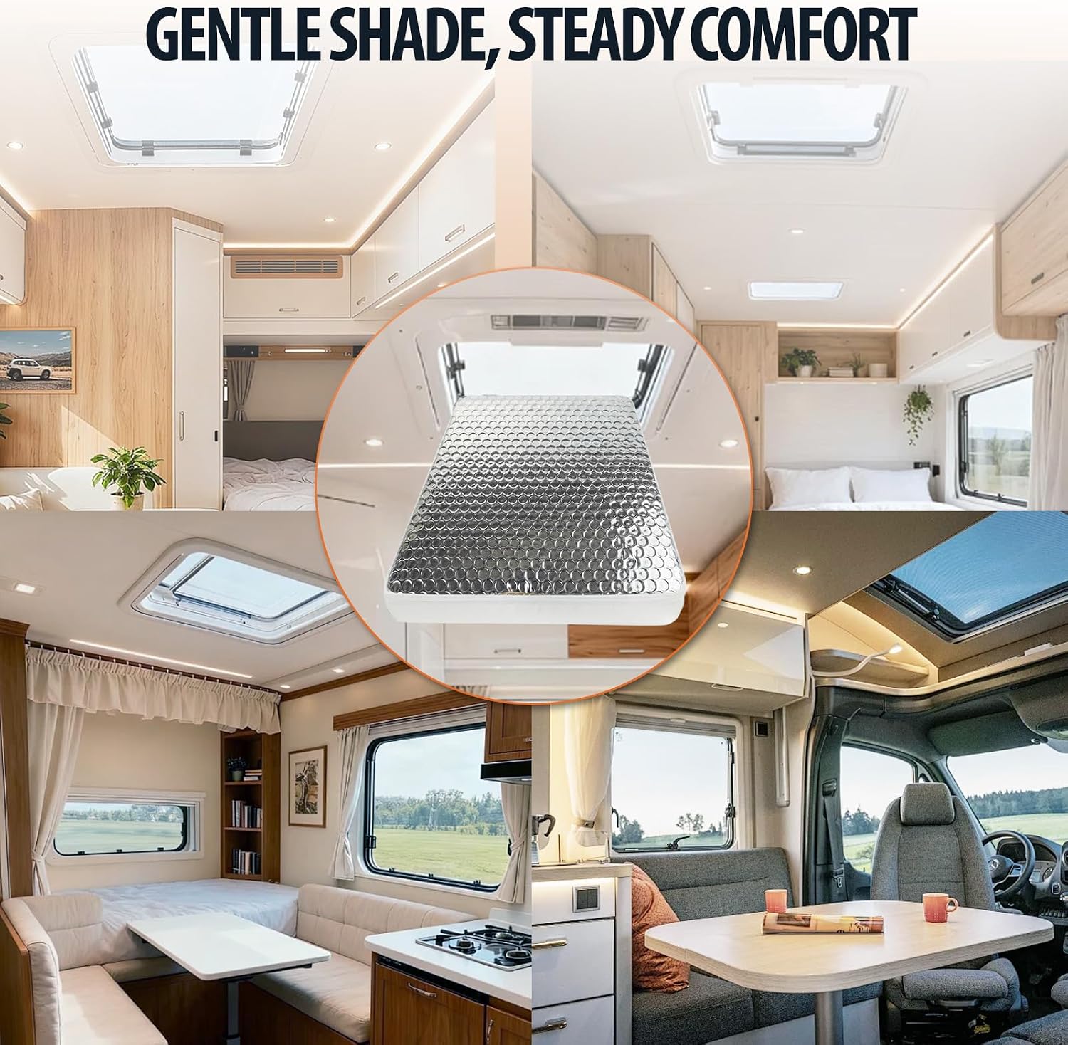 RV Vent Insulator - 22″x14″x3″Skylight Insulator Cover with Aluminum Reflective Surface - Reduce Heat Transfer & Increase A/C Efficiency Sunroof Shade Vent for Camper RV Trailer (2 Pack)