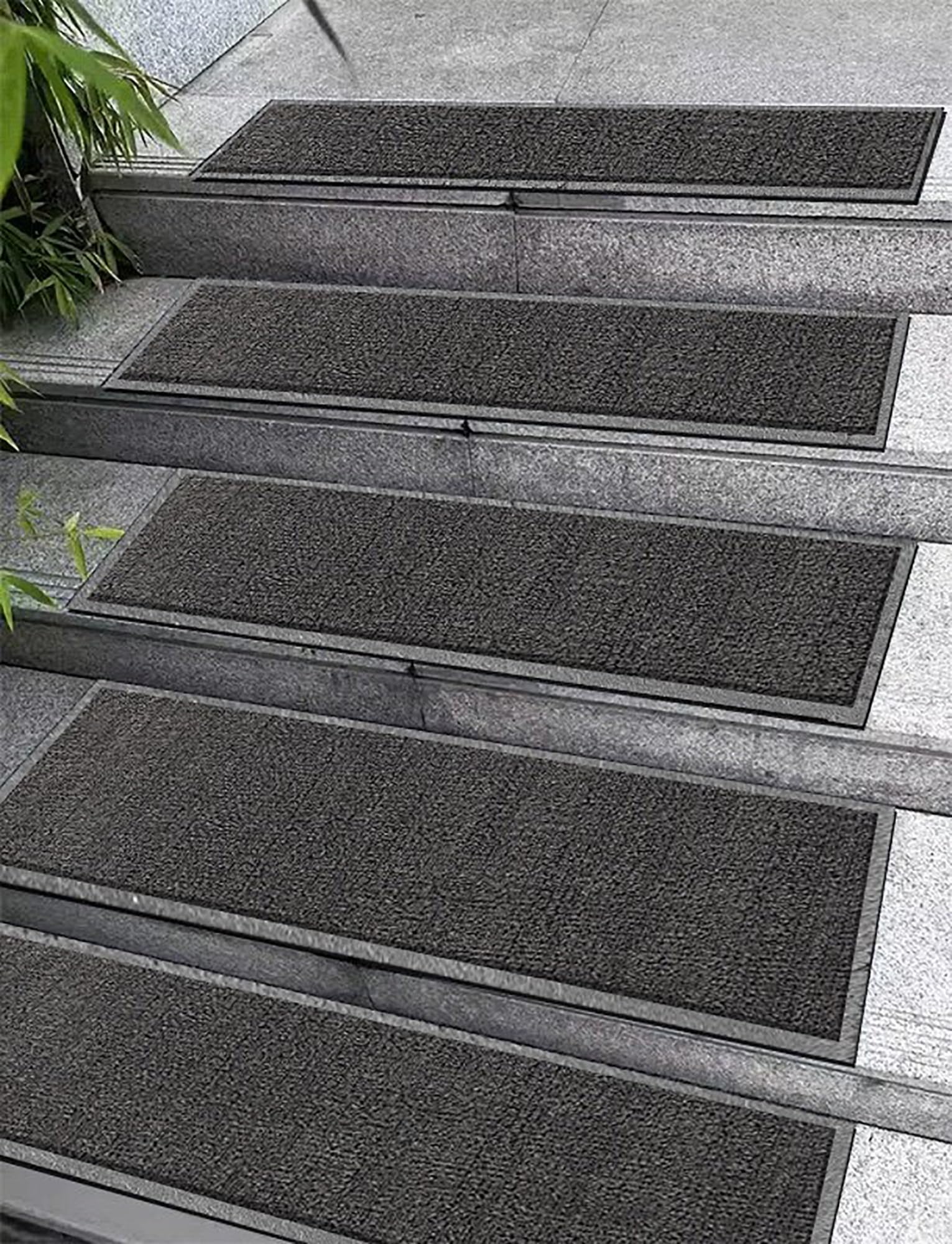 Dywanowe nakładki na schody, 1 szt. Zewnętrzne antypoślizgowe stopnie schodowe 6 mm gumowy podkład wielokolorowy Mata w wielu rozmiarach(Grey,40x120cm/15.7x47.2 inches)