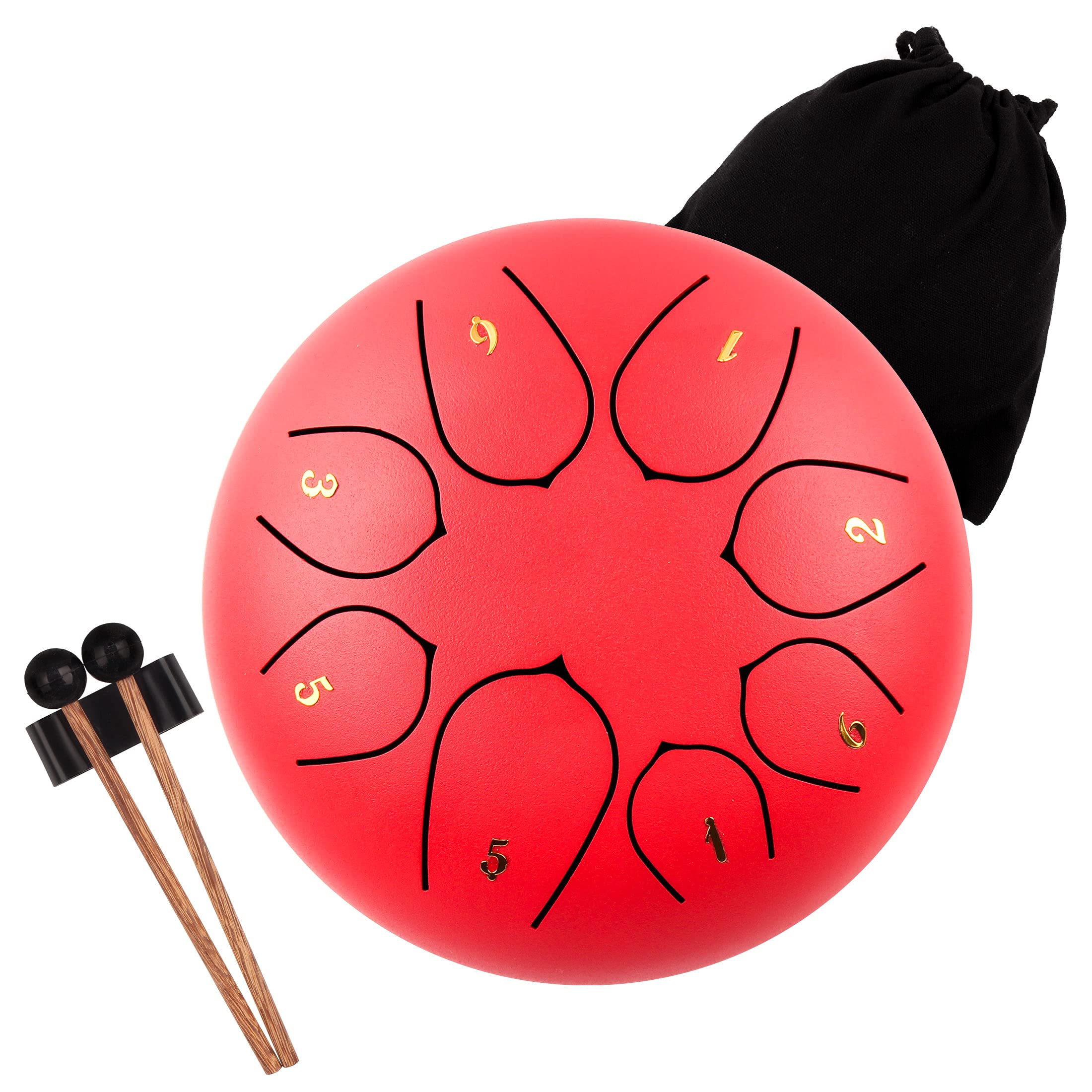 Steel Tongue Drum - 8 Notes 6 inches - Percussion Instrument -Handpan Drum with Bag, Music Book, Mallets, Finger Picks