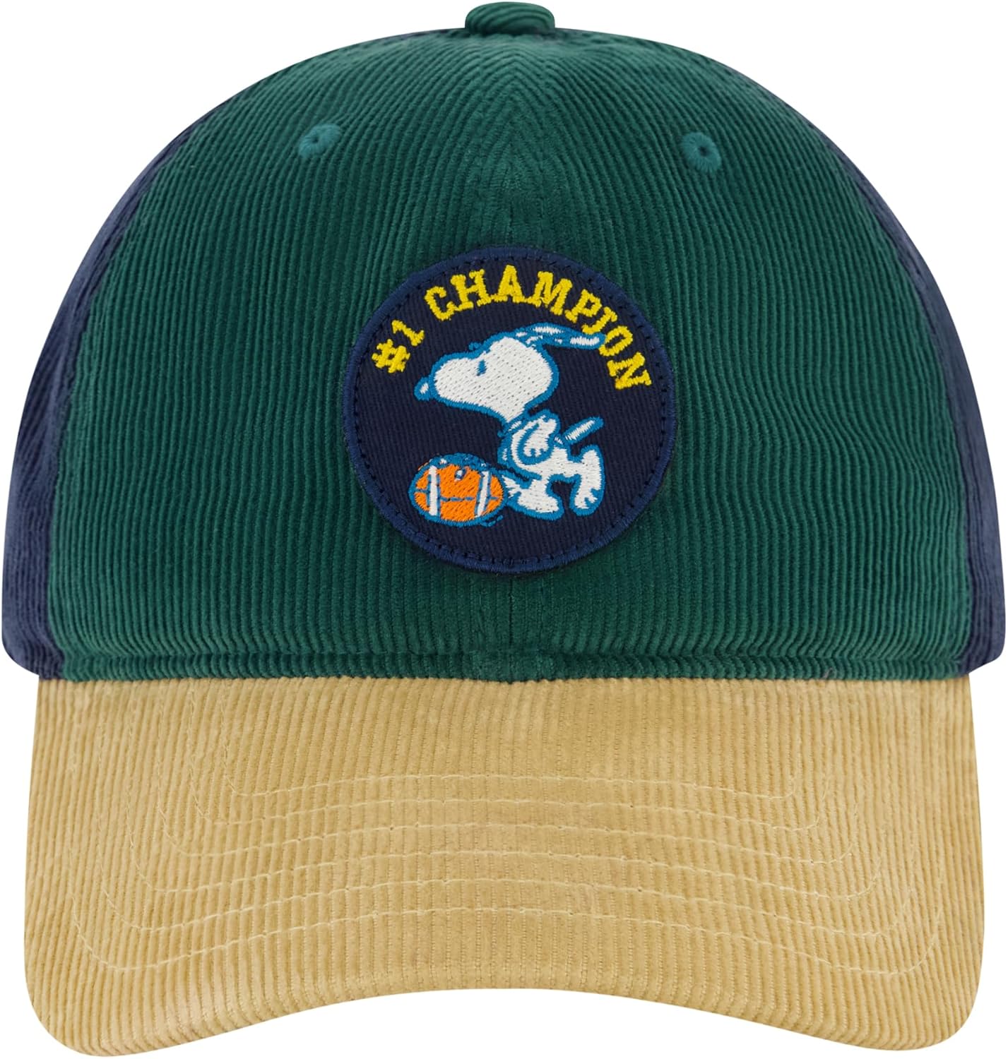 Peanuts Snoopy Dad Hat, Adult Men's Cotton Baseball Cap with Curved Brim, Black, One Size