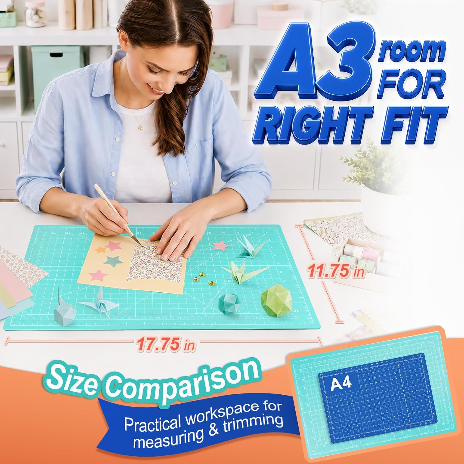 Jetmore Cutting Mat, Craft Mat 12" × 18" for Sewing, Hobby Mat Light Green image 2