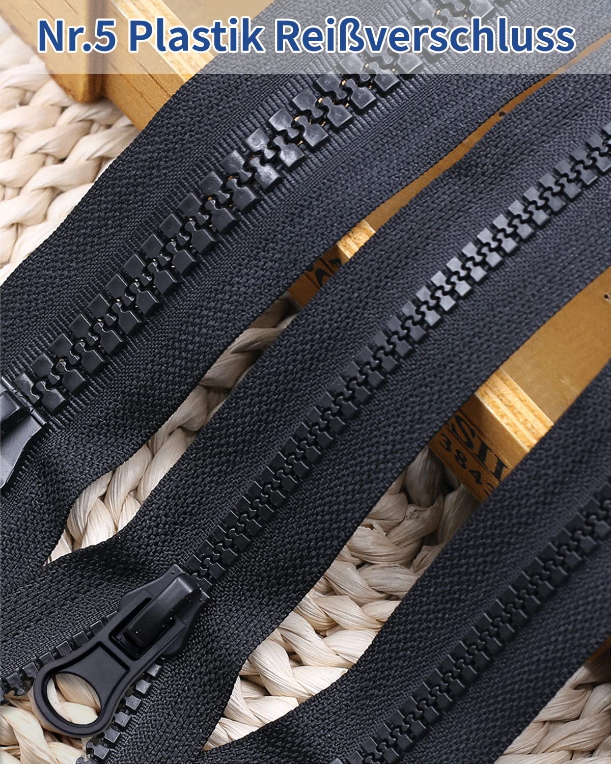 Cremallera Negra De Repuesto - 2 Piezas De 50 Cm, De Resina, Para Chaquetas, Abrigos Y Bolsos