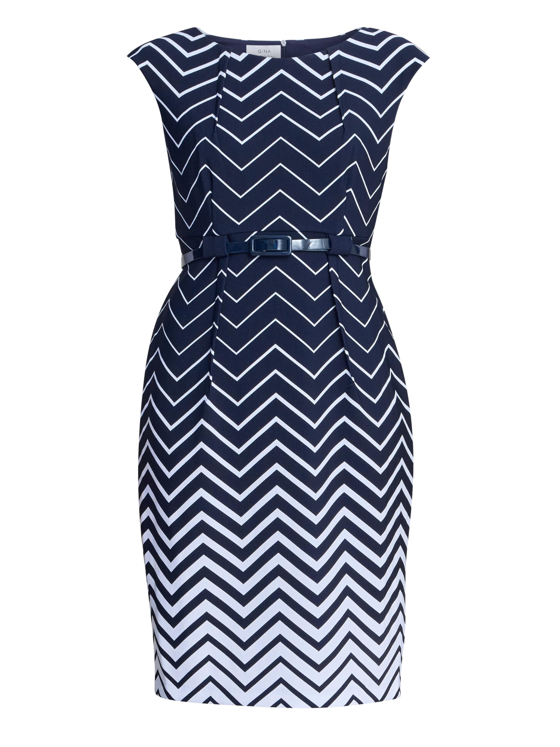Gina Bacconi Women's Abstract Print Dress Cocktail, Navy/White, 14