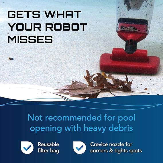 POOL BLASTER Pulse Cordless Pool Vacuum for Above Ground Pool - American-Engineered Hoseless Vac with XL Debris Chamber & 45 Pole - Rechargeable Cleaner with 7.5 Head & 45 Min Runtime