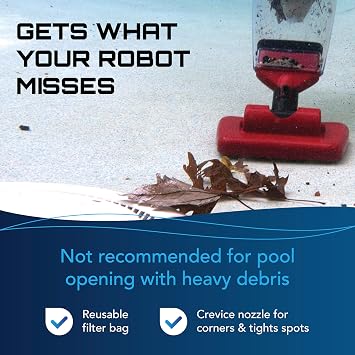 POOL BLASTER Pulse Cordless Pool Vacuum for Above Ground Pool - American-Engineered Hoseless Vac with XL Debris Chamber & 45 Pole - Rechargeable Cleaner with 7.5 Head & 45 Min Runtime