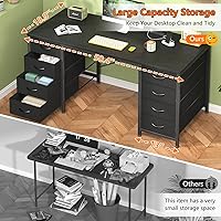 Vista 5 de Escritorio para computadora de 50 pulgadas con 8 cajones, escritorio para oficina en casa con tomas de corriente, escritorio de trabajo, estudio