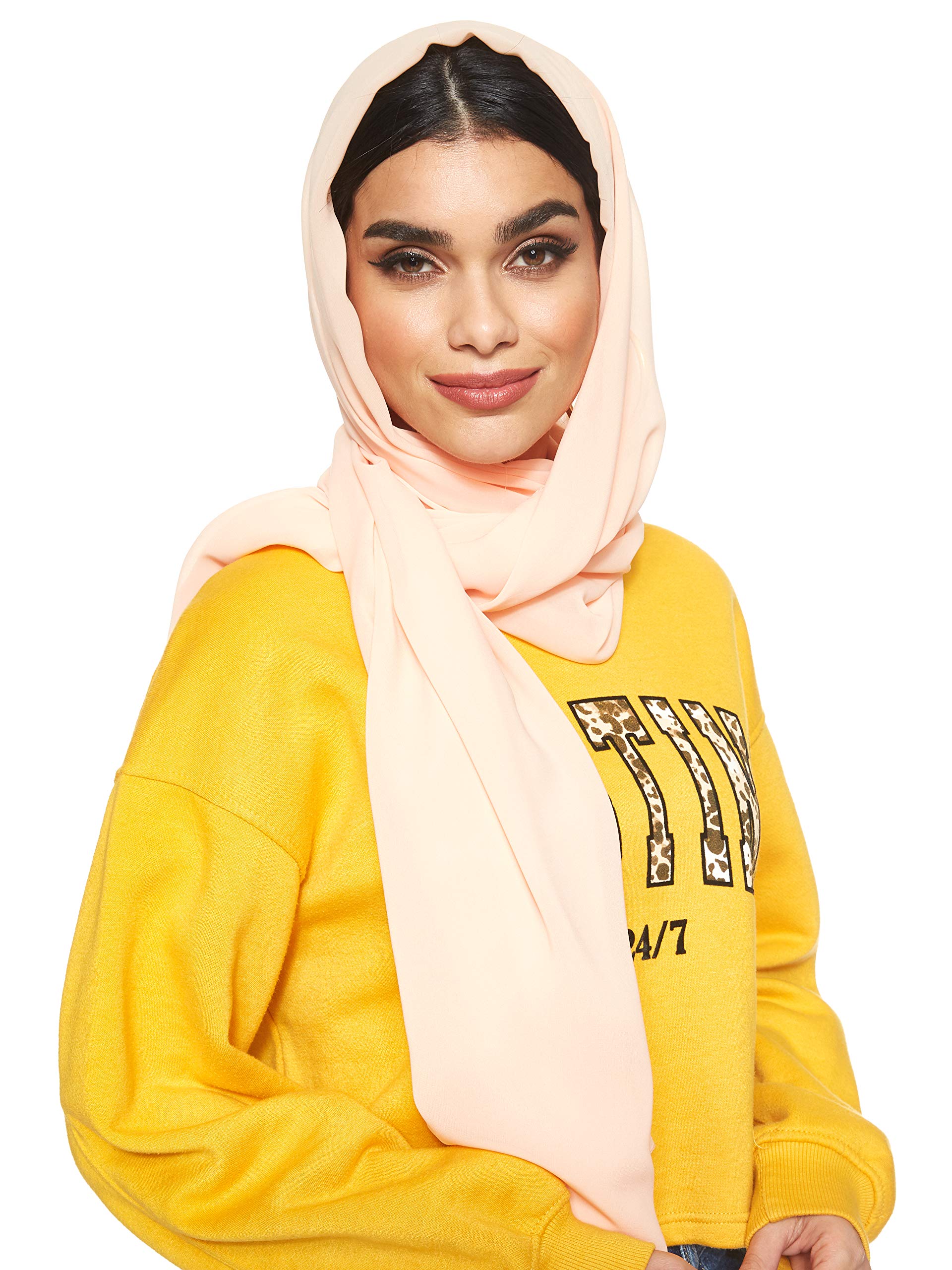 SHADOW Dujalil Chiffon Shailah Hijab Muslim Islamic Arab Scarf Headscarf Abaya Shawl Scarves Soft, One Size - 70 x 190-195 cm