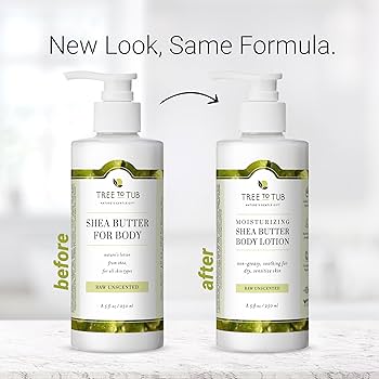 Tree To Tub シアバター ボディローション 250ml ×４本 シアバターボディローション、無香料、250ml（8.5液量オンス）