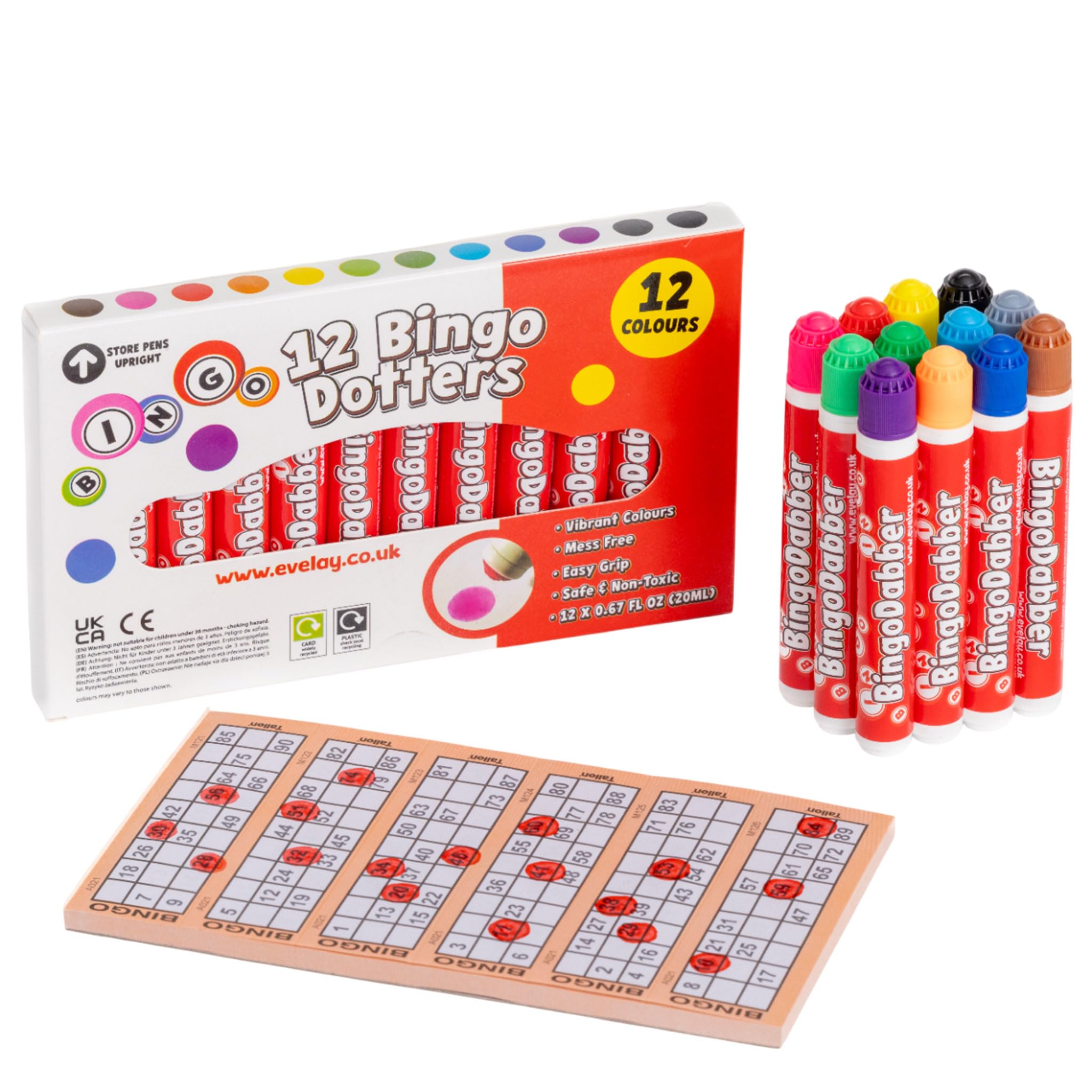 evelay 12 farbige Bingo-Dabber-Filzstifte, gemischte Stifte, Ticket-Dobber, tropffrei
