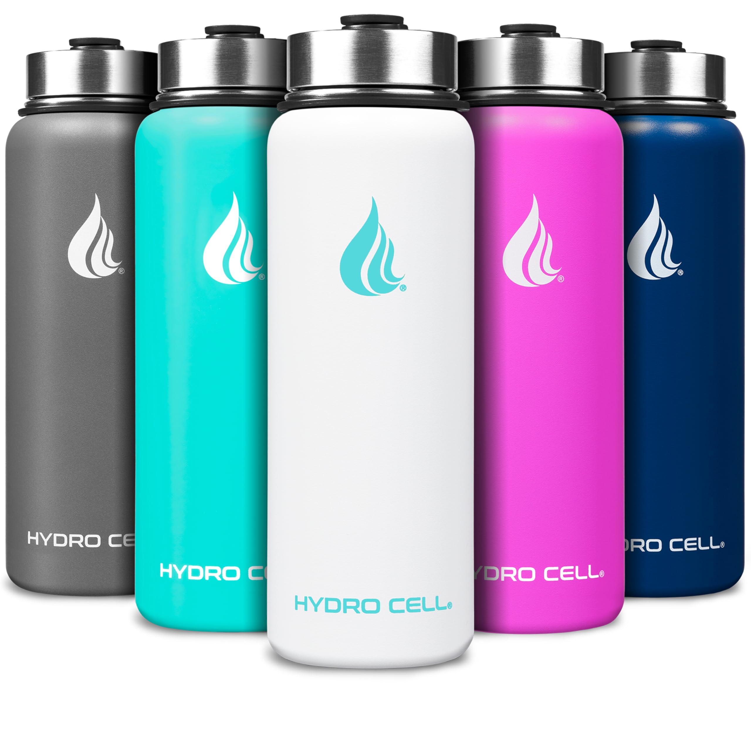 Sponsored Ad - HYDRO CELL Stainless Steel Insulated Water Bottle with Straw - For Cold & Hot Drinks - Metal Vacuum Flask with Screw Cap and Modern Leakproof Sport Thermos for Adults (White 40oz)