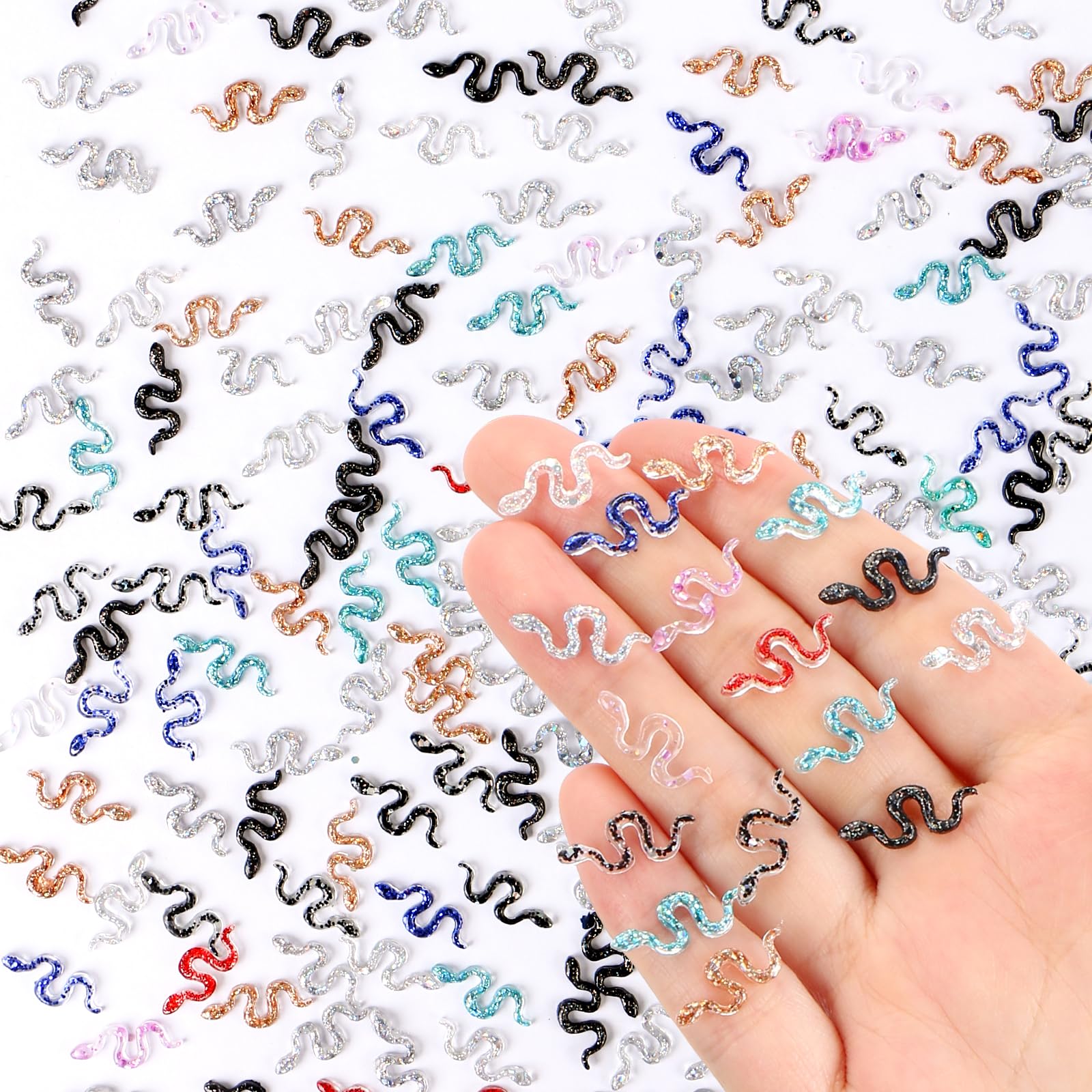 200 Pieces Colorful Tiny Snakes for Dollhouse Miniatures Resin Animals for Crafts Tiny Animals for Fairy Garden Micro Landscaping Decoration