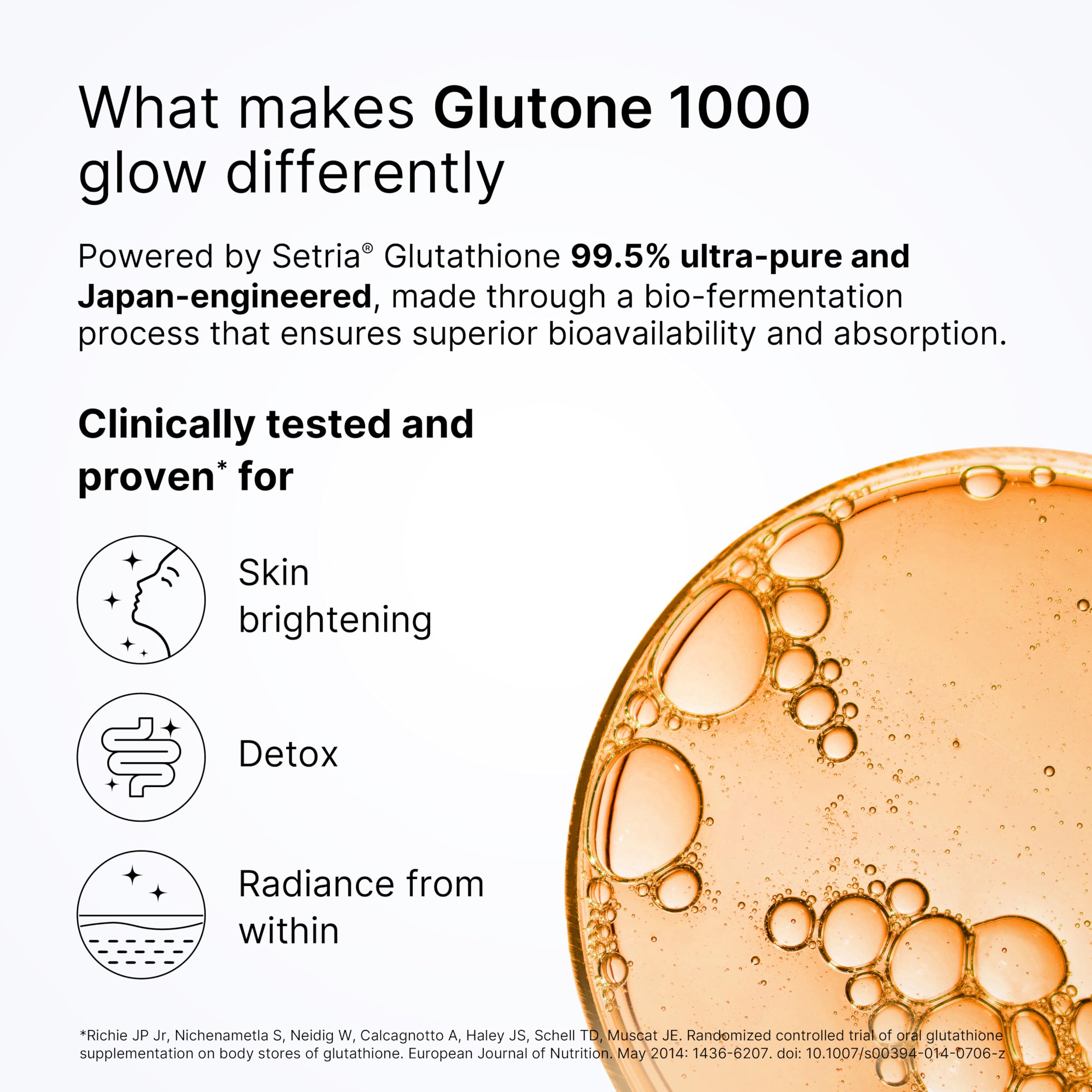 Glutone 1000 Setria L-Glutathione Tablets for Radiant & Clear Skin | 600mg Premium L-Glutathione & Vitamin C | Skin glow Brightening Supplement | 15 Effervescent Tablets | Orange Flavor (Pack of 2) — Amazon image 2