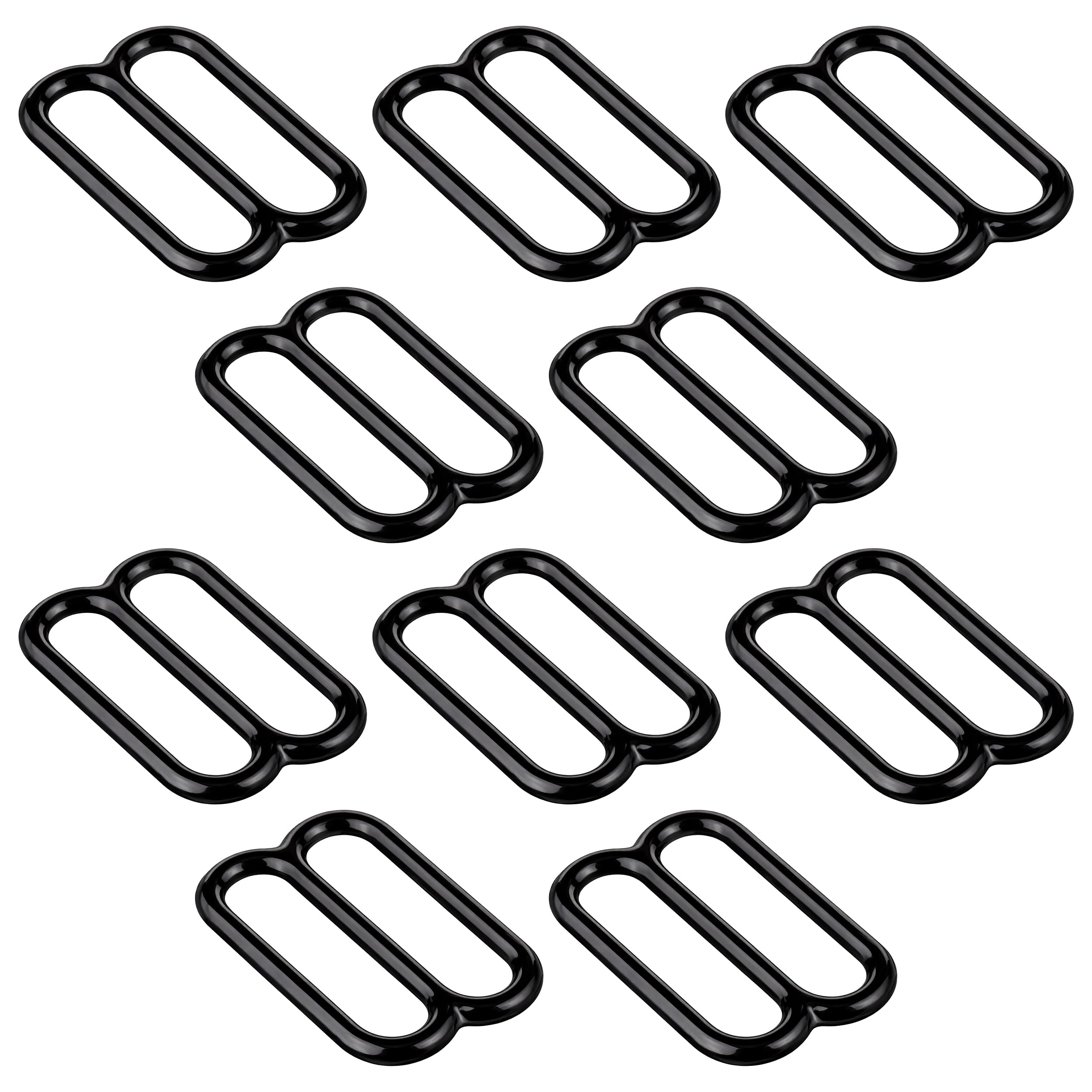Black Metal Rounded Tri-Glide Slides For Bag Straps,Rifle Slings,Dog Collars- 1 Inch, 1.5 Inch or 2 Inch- 10 Pack