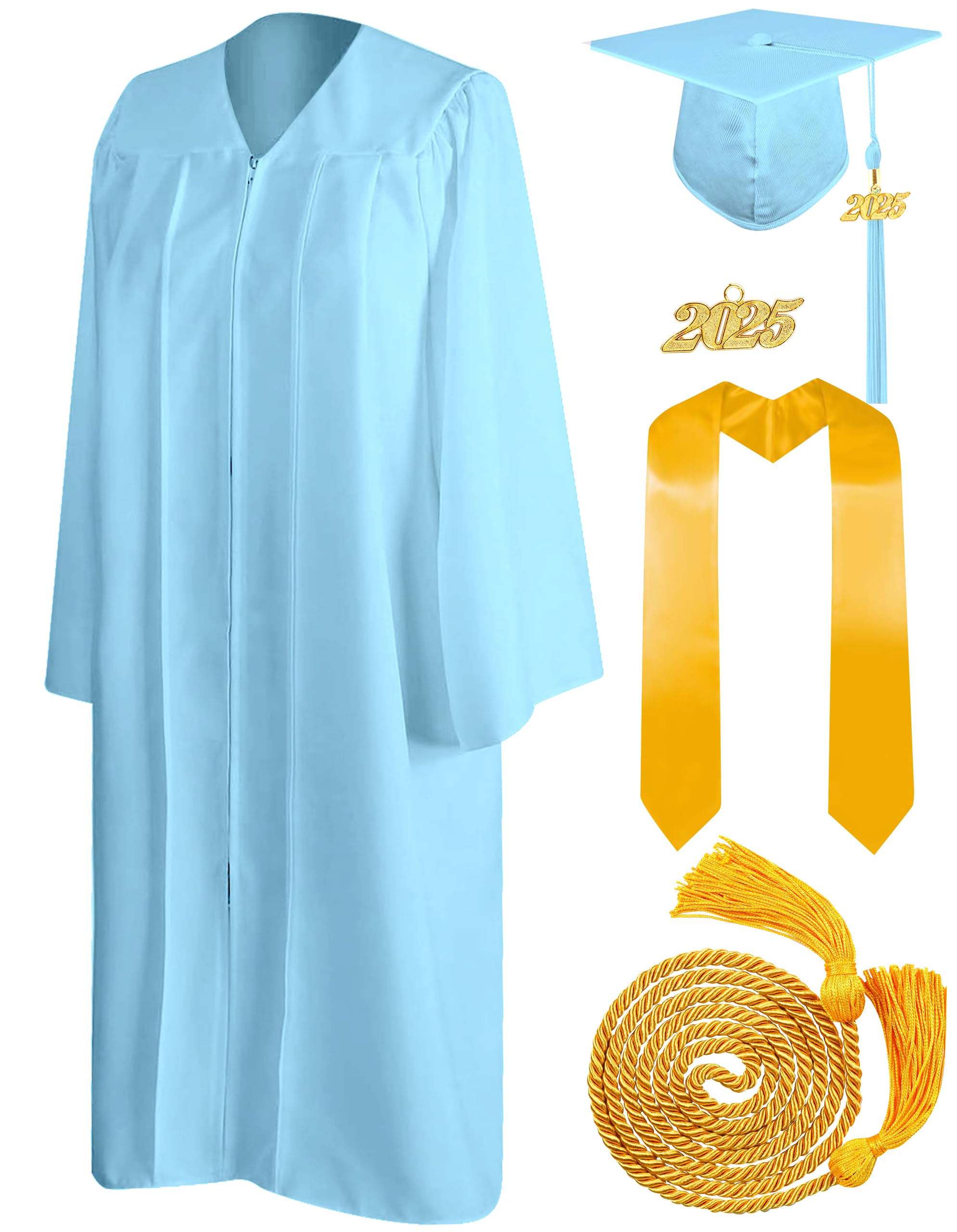 Mukum Graduation Cap and Gown 2026 Set with Tassel Honor Cord Graduation Stoles for High School College Bachelor