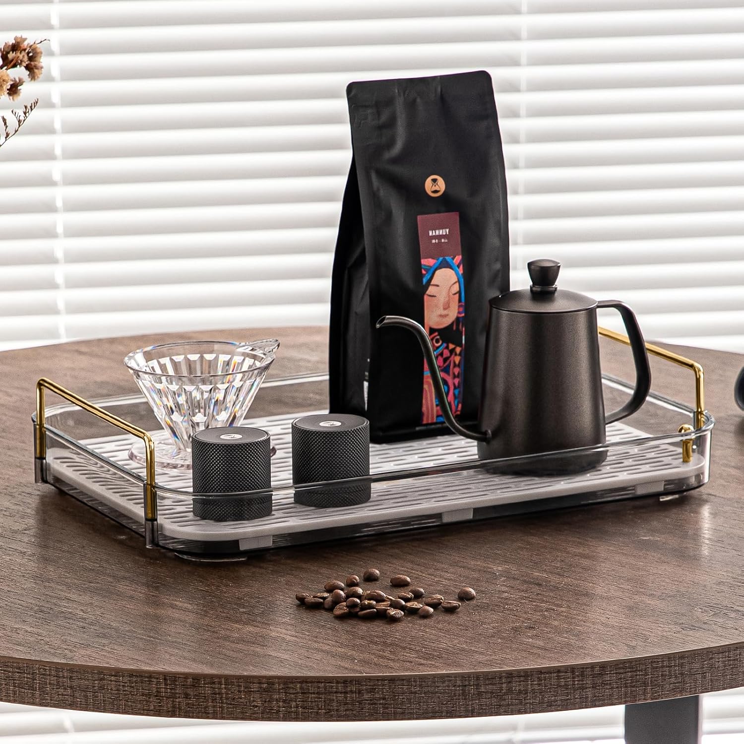 Seoneiro Whiskey Tray, Glass Cup Rack, Mug Holder, Coffee Cup Organizer, Bathroom Countertop with Drain Board Wine Glass Decorative Organizer, Food Tray, Kitchen Spice Rack