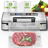 Amazon product image of Gasbye 95kPa Precision Vacuum Sealer Machine, Double Heat Seal for Dry/Moist Food, Easy-Lock Handle, Built-in Bag Storage & Cutter, Progress Display, Pulse Mode, Removable Drip Tray, Silver