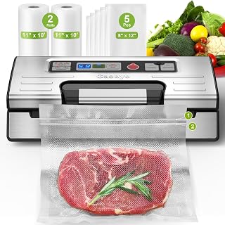 Gasbye VS5166 95kPa Vacuum Sealer: Double Seal, Pulse Mode, Built-in Cutter & Storage, Sous Vide Ready Silver