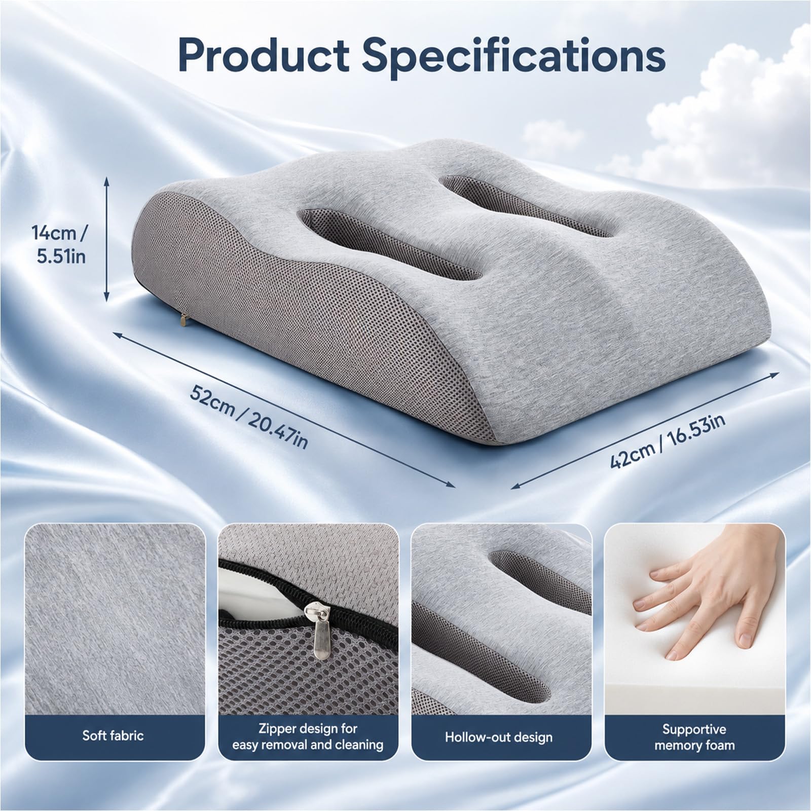 Cuscino per gambe da sollevare, cuscino di supporto per le gambe dopo operazioni, cuscino traspirante in memory foam per gambe e ginocchia, cuscino di supporto per gambe e ginocchia, cuscino di