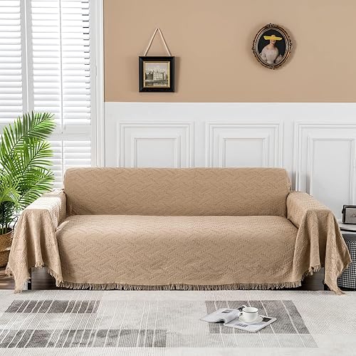 Miniatura 24 de MEETSKY Funda Blanca para Sofá, Fundas para Sofá, Funda para Sofá de Dos Plazas, Sillón Reclinable, Futón, Protector Lavable de Tela Gruesa