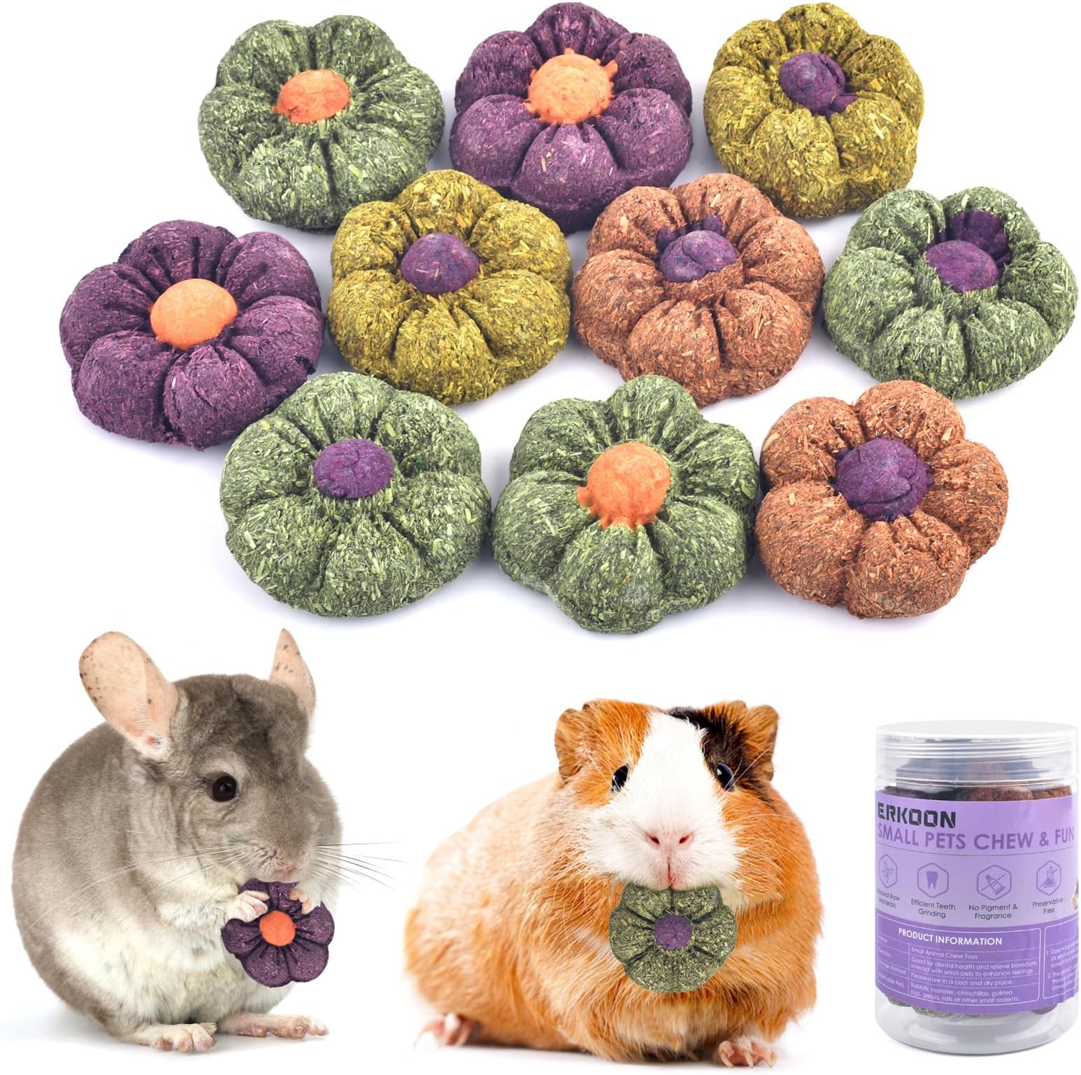 Amazon.com : ERKOON Rabbit Chew Toys, 10PCS Timothy Grass Treats Small ...