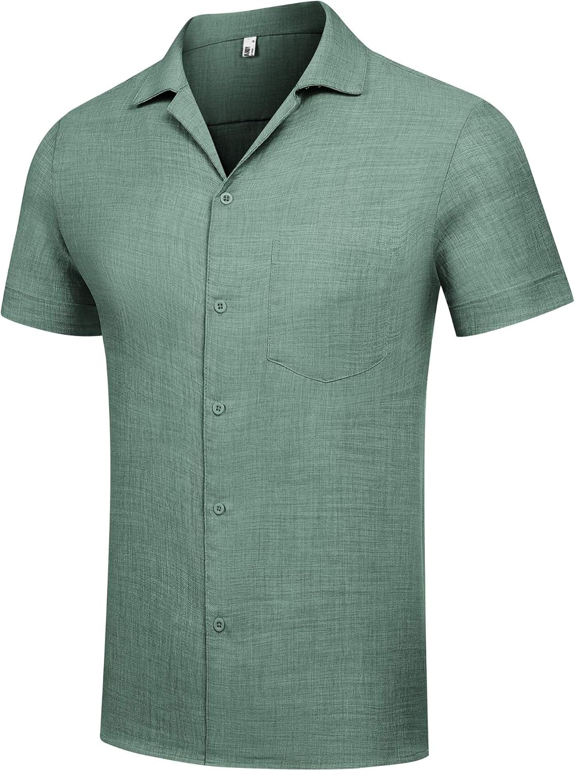 COOFANDY Mens Casual Short Sleeve Button Down Shirts Cuban Linen Textured Shirt Summer Beach Wear - Image 7