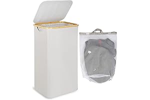 Leiio Large Laundry Basket with Bamboo Handles