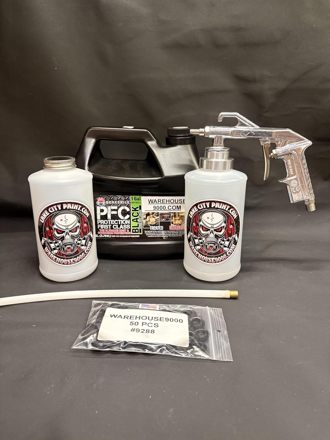 Gal. PFC Black, Semi Pro Undercoating Gun, 1 Wand, 2 W Qt. Bottles, and 50 Rust Plugs