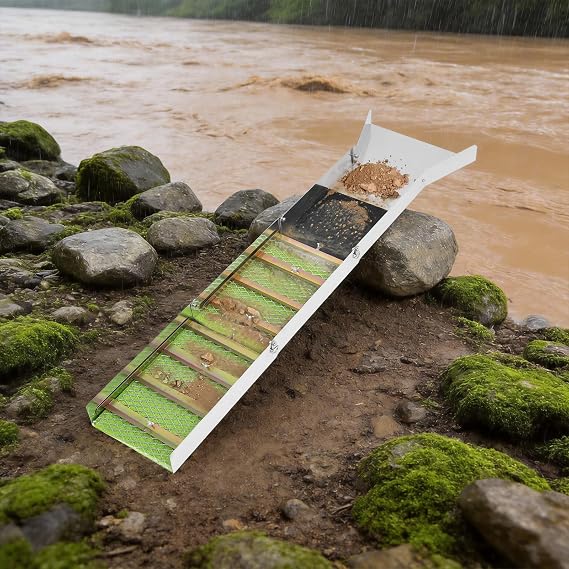 Highbanker Gold Panning Kit 27Pcs Aluminum Gold Sluice Box Portable Gold Mining Equipment for Adults, Includes Gold Pan, Classifier Screen, Backpack & Accessories